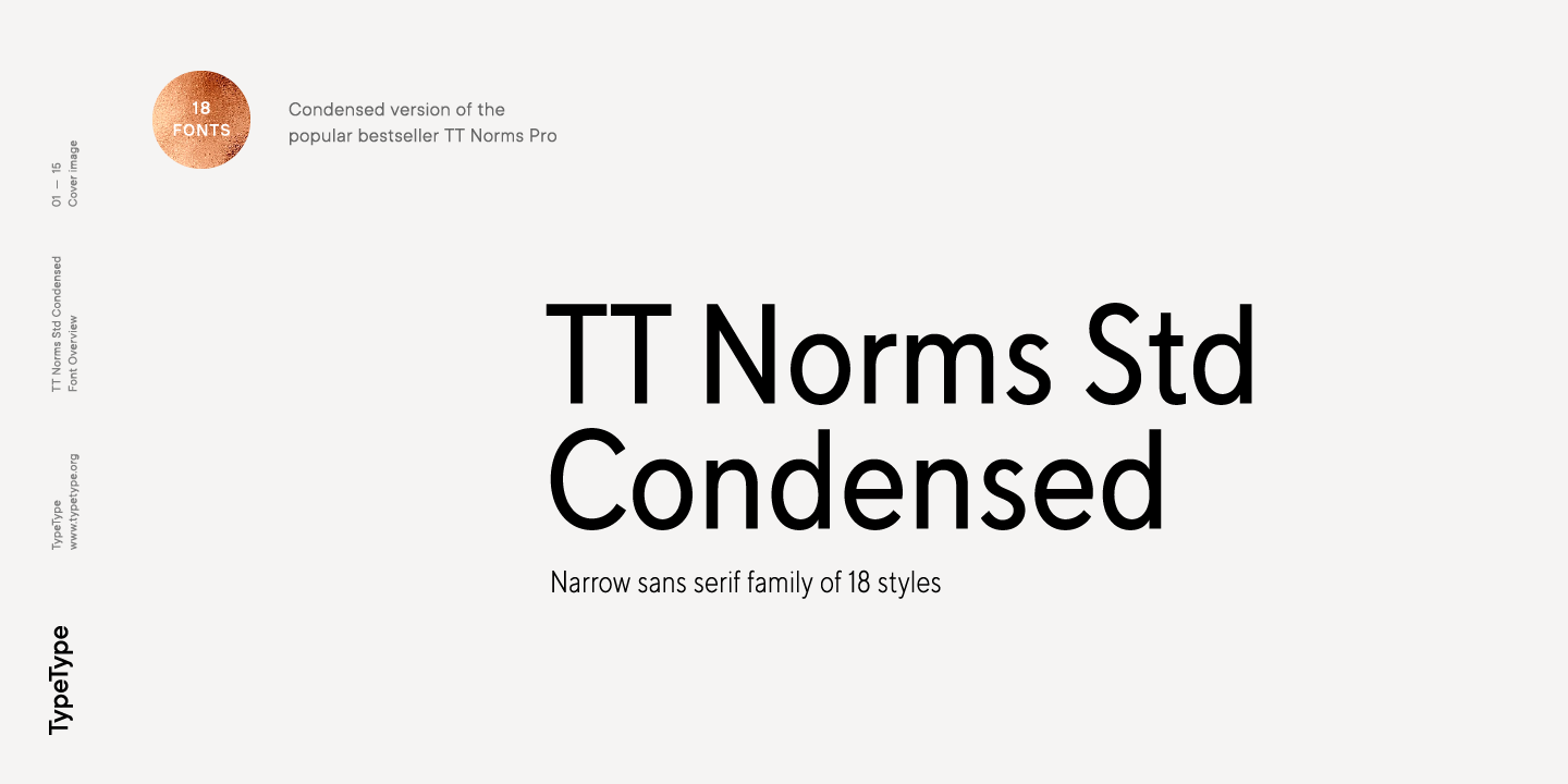 Przykład czcionki TT Norms Std Condensed Medium Italic